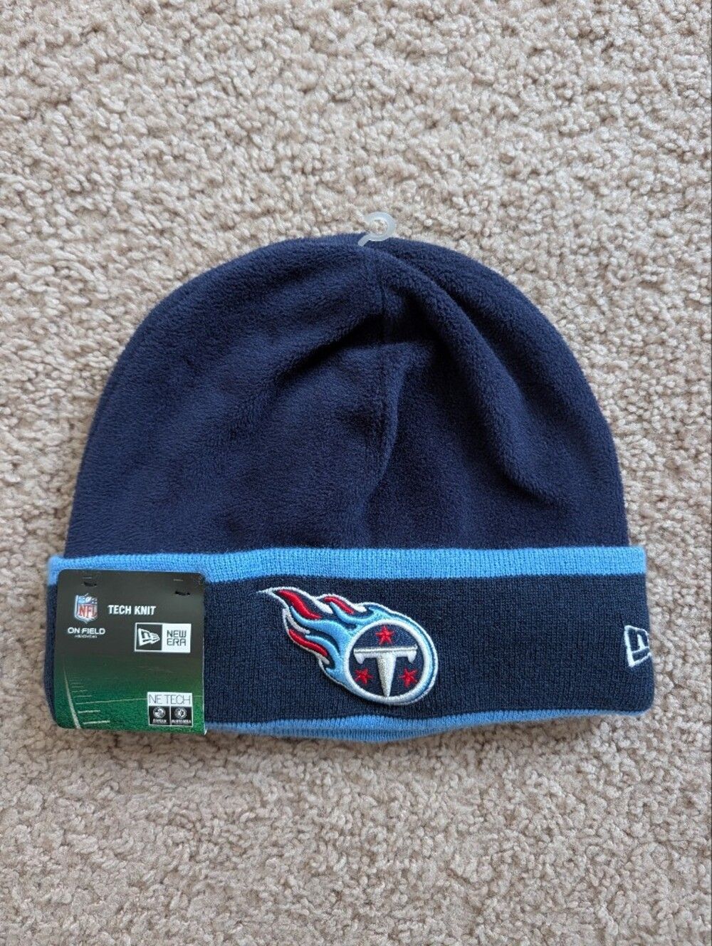 NFL New Era Tennessee Titans Navy Light Blue Tech Knit Beanie NWT Size Large/XL